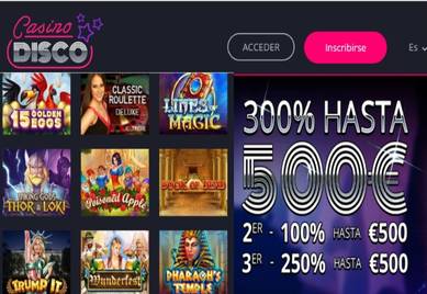 Gane 500 euros por primeros tres depósitos en Casino Disco